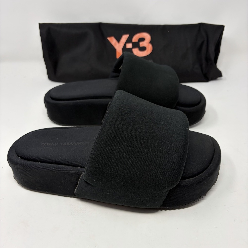 Y-3 Adidas Yohji Yamamoto Kyasu Slides Black EH1719 US 7 EU 40.5 Dust Bag
